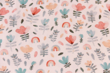 Jersey mit Blumen, ecru, 0,5 m
